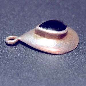 Vintage Sterling Silver Black Onyx Teardrop Charm Pendant